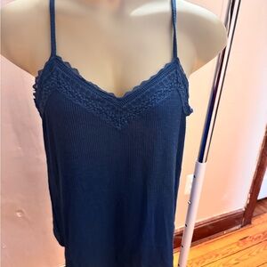 Women's Blue Lace Trim Top